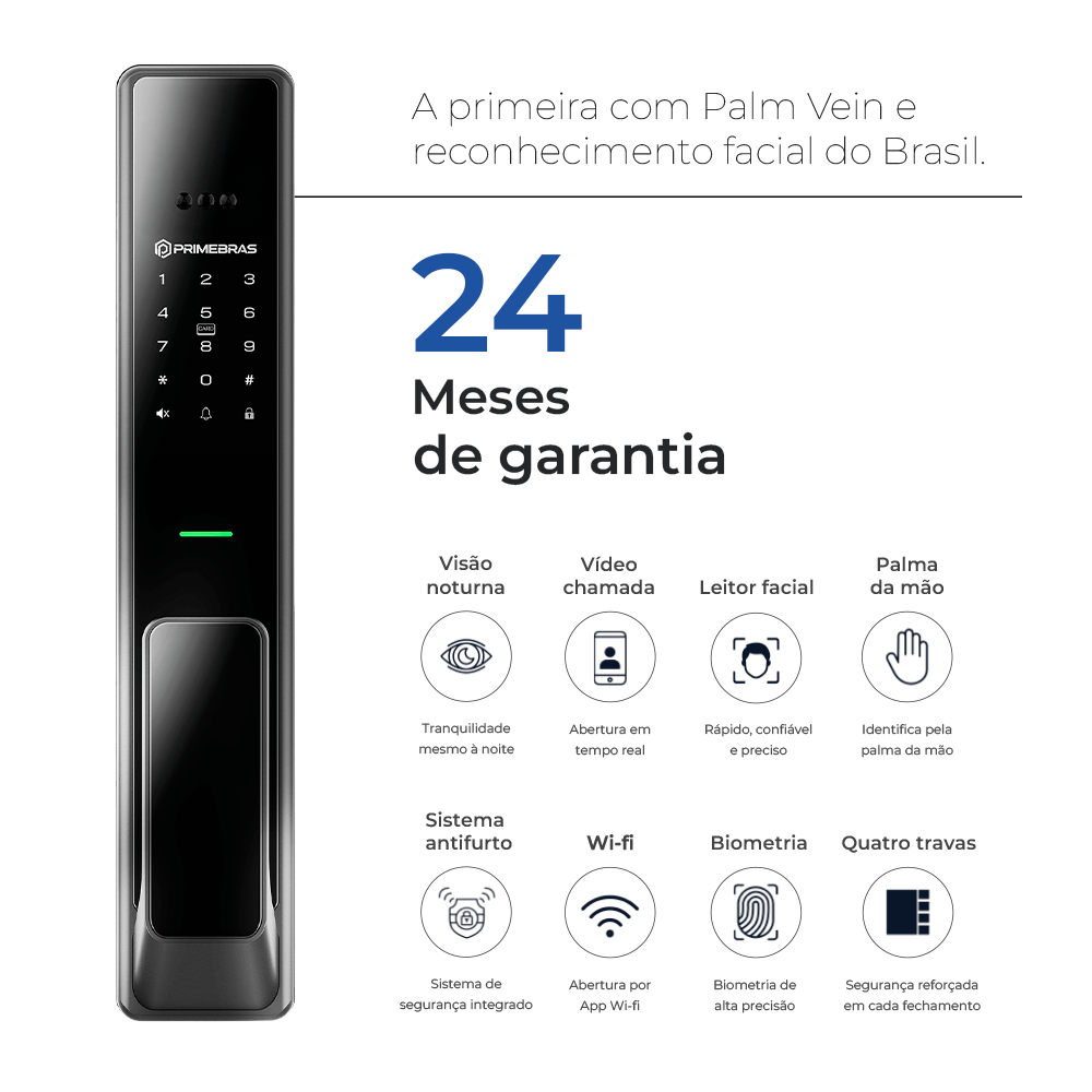 Fechadura Digital Zurich Primebras - Reconhecimento Facial